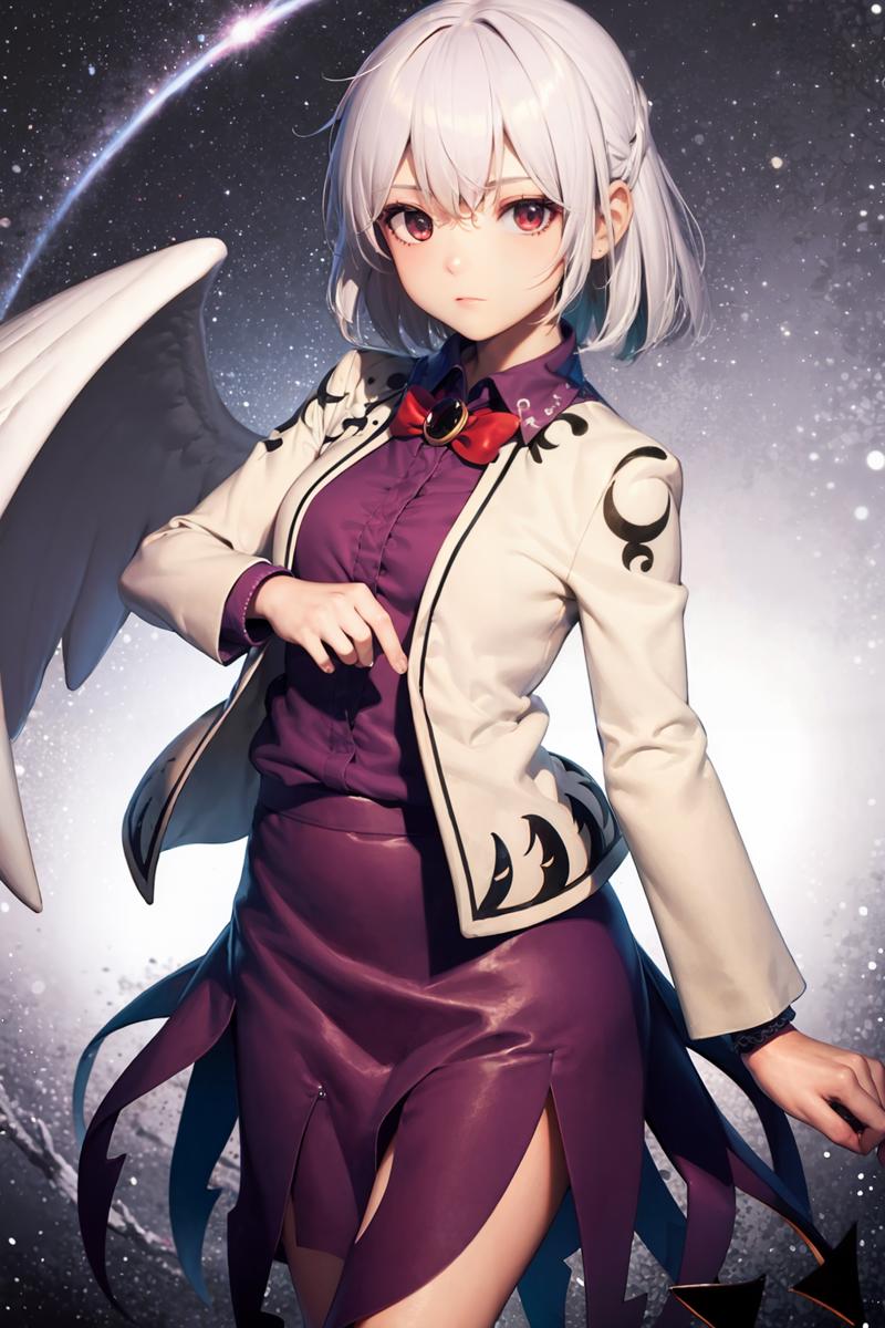 00906-874340328-masterpiece, best quality, _lora_KishinSagume_1_,kishin sagume, 1girl,white hair,short hair, red eyes,bow, single wing,white jac.png